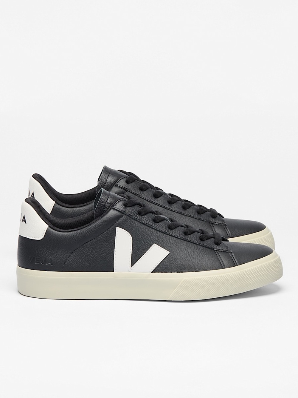 VEJA Campo ChromeFree Leather Black and White Sneakers
